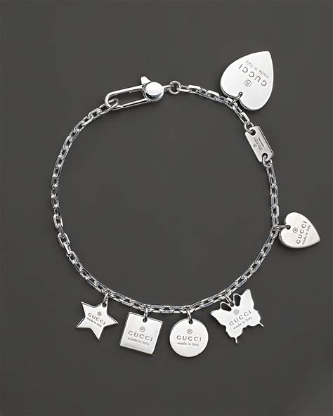 gucci sterling silver trademark charm bracelet